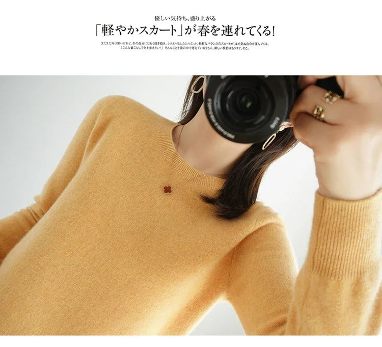 Autumn And Winter Cashmere Sweater Women's Crew Neck Pullover Casual Knitted Top Women's Short Undercoat Fashion 18 Colors
