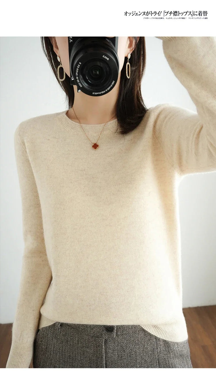 Autumn And Winter Cashmere Sweater Women's Crew Neck Pullover Casual Knitted Top Women's Short Undercoat Fashion 18 Colors