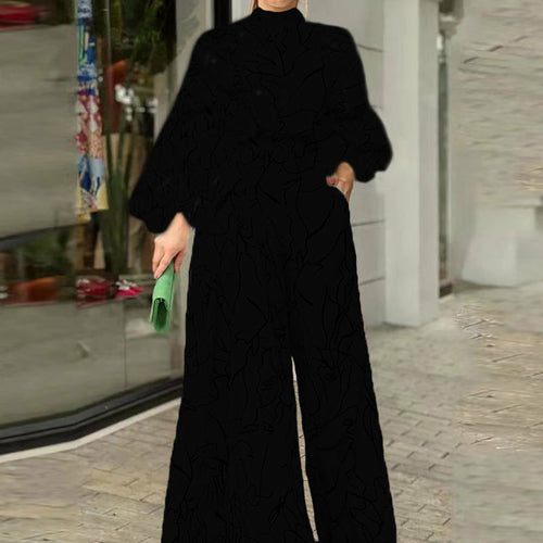 Print Long Sleeve Jumpsuit Office Lady Elegant O Neck Shirt Romper