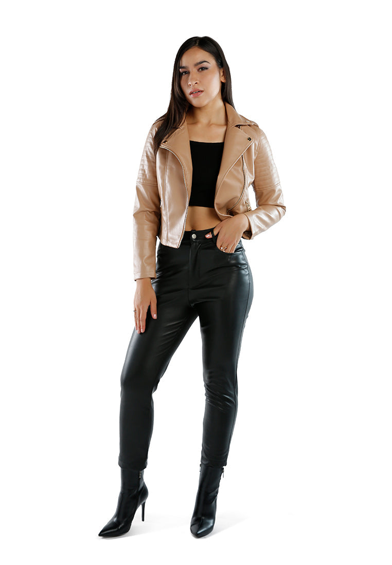 faux leather biker jacket