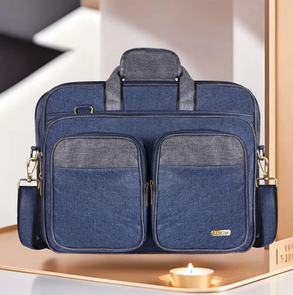 LOREM Blue & Grey Color Linen fabric 28L Messenger Bag For Men BG99