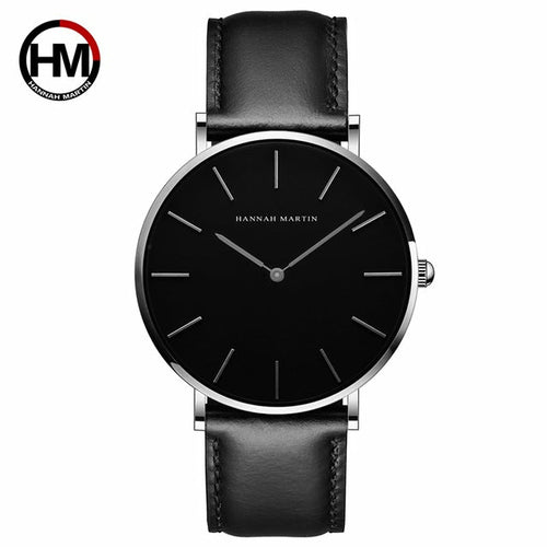 High Quality Rose Gold Dial Watch Men Leather Waterproof Wristwatch