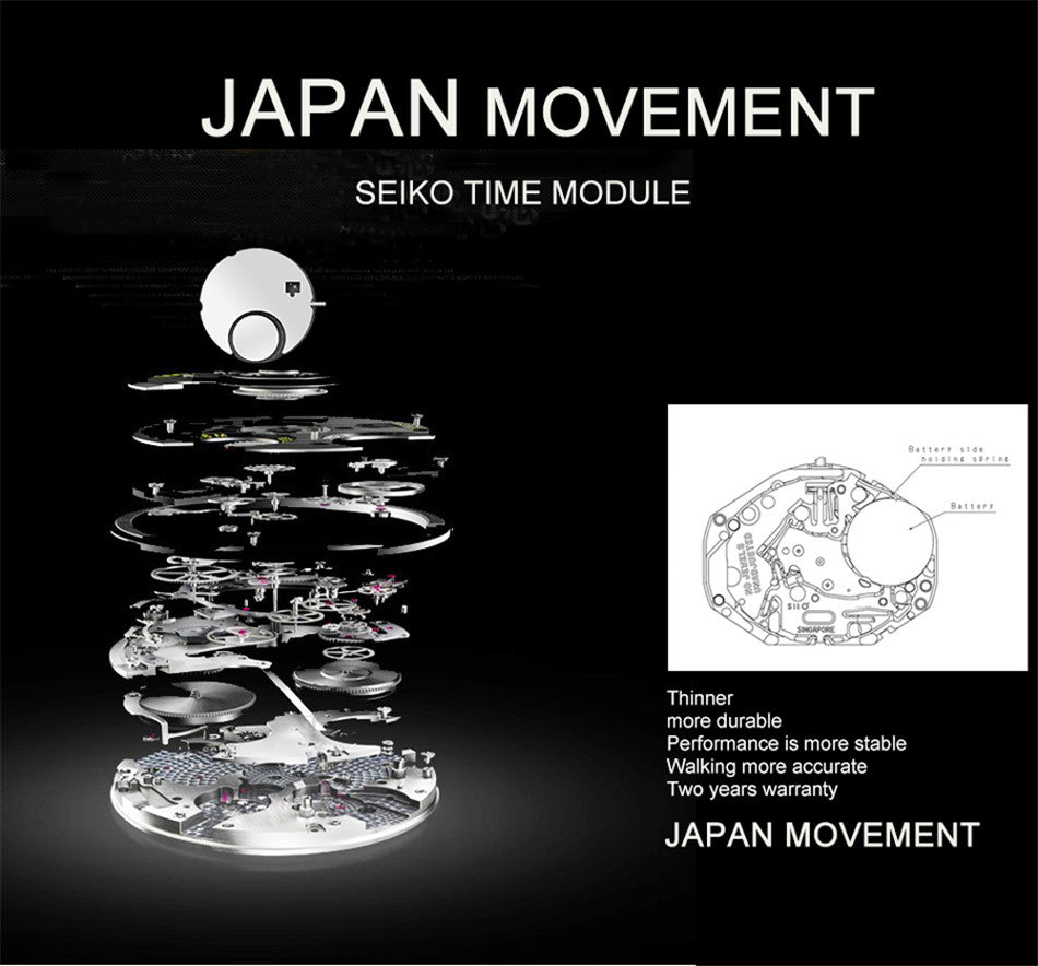 Japan Quartz Movement Men Waterproof Wrist Watches Fashion Luxury