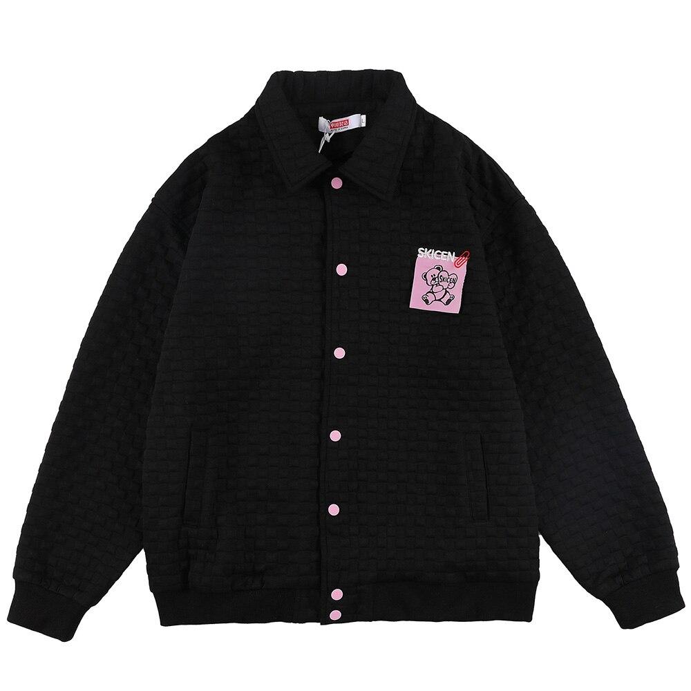 Track Jacket Men Heart-shaped Sticky Note Coat Turn-down Casual