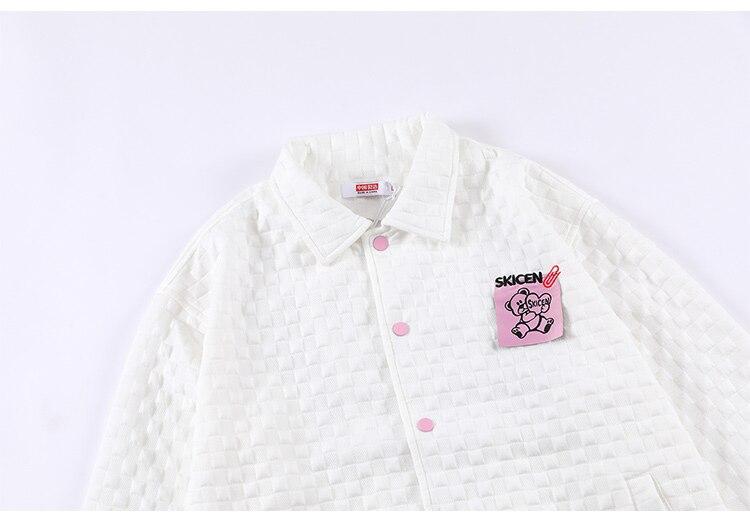 Track Jacket Men Heart-shaped Sticky Note Coat Turn-down Casual