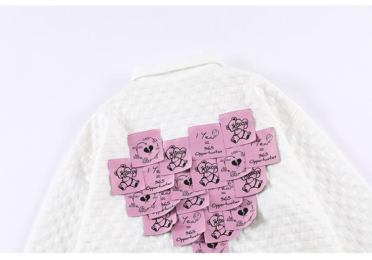 Track Jacket Men Heart-shaped Sticky Note Coat Turn-down Casual