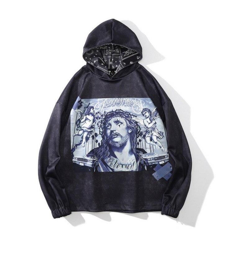 Hoodie Men Funny Angel Jesus Portrait Printed Hooded Sweatshirts