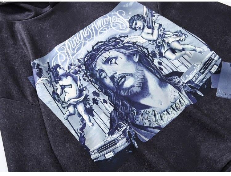 Hoodie Men Funny Angel Jesus Portrait Printed Hooded Sweatshirts