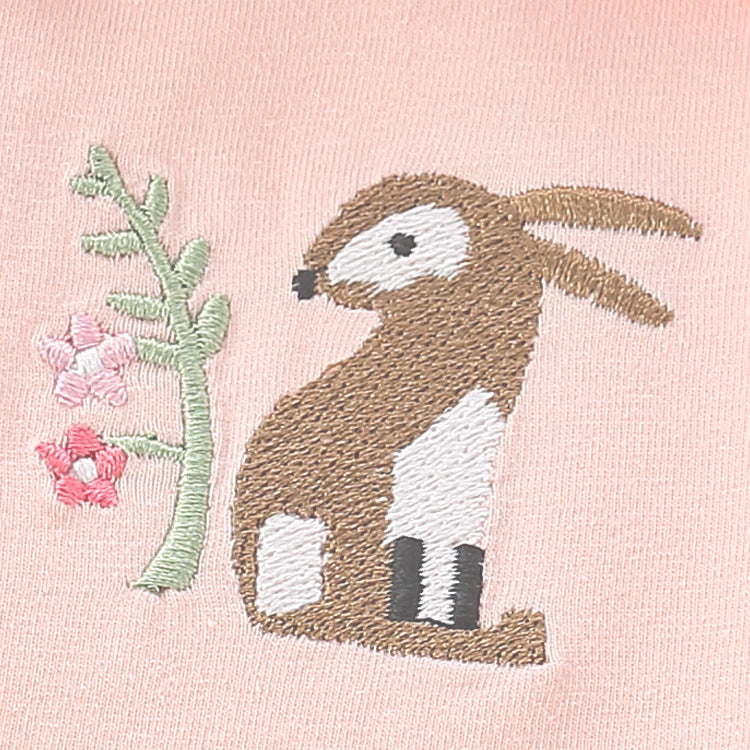 Baby Girl Cartoon & Floral Embroidery Pattern Mesh Overlay Design