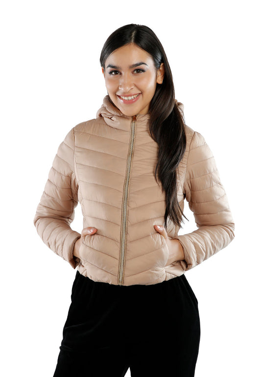 chevron pattern puffer hoodie