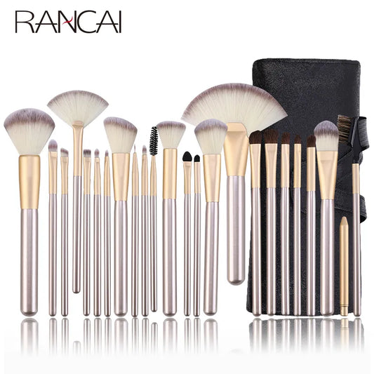 RANCAI Profissional Makeup Brushes Set 12/18/24pcs Soft Cosmetic Foundation Powder Blush Eyeliner Eyeshadow Brush with Bag Tools