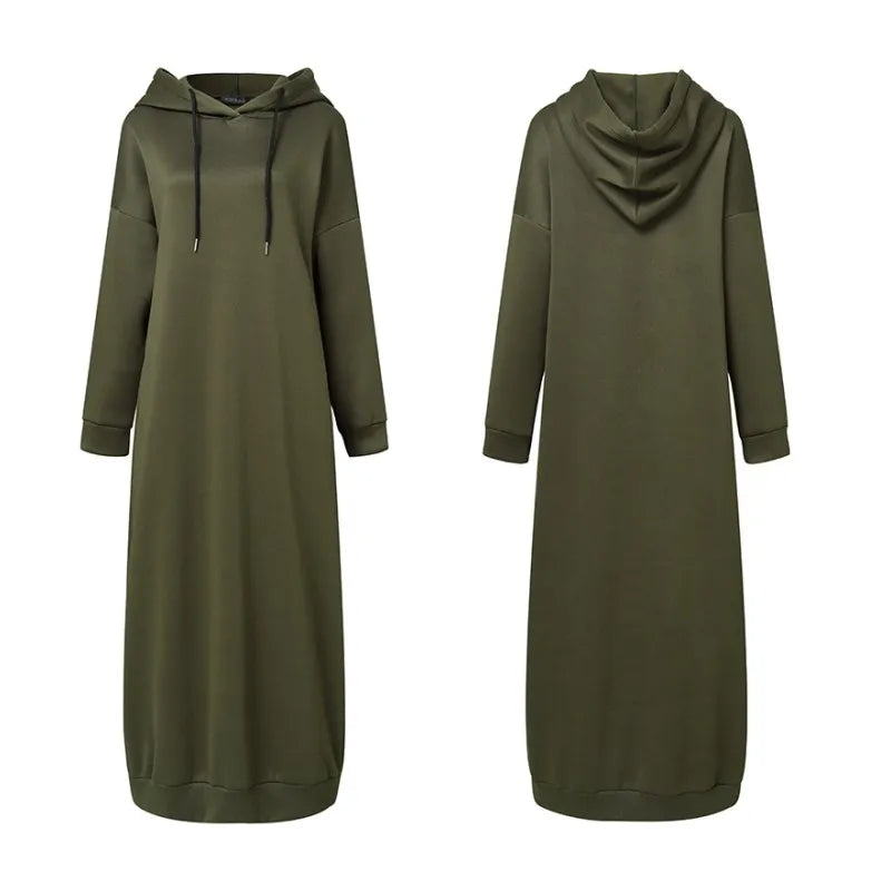Women's Hooded Pullovers ZANZEA 2023 Fashion Winter Hoodies Casual Long Sleeve Maxi Vestidos Female Drawstring Robe