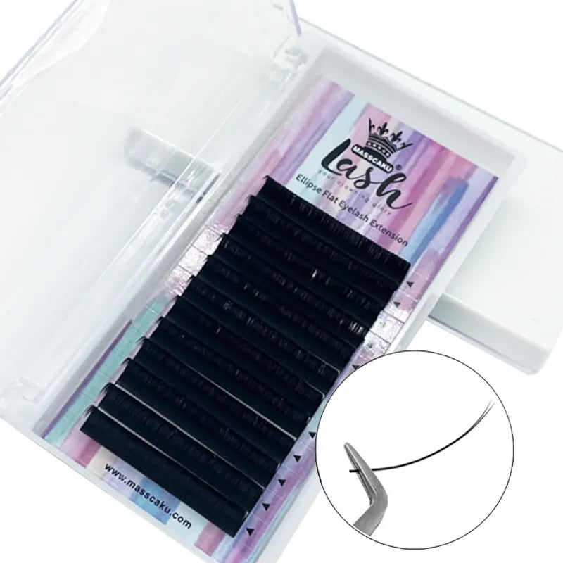 New Ellipse Flat False Eyelash Extension 8-16mm and mix flat mink cilia eyelashes Faux Mink Split Tip Ellipse eyelashes Matte