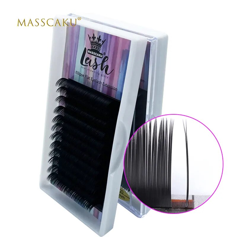 New Ellipse Flat False Eyelash Extension 8-16mm and mix flat mink cilia eyelashes Faux Mink Split Tip Ellipse eyelashes Matte