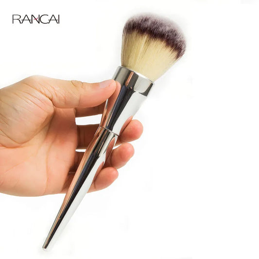 RANCAI 1pcs Very Big Powder Brush Foundation Blush Face Round Large Beauty Cosmetics Aluminum Makeup Brushes Soft Hair