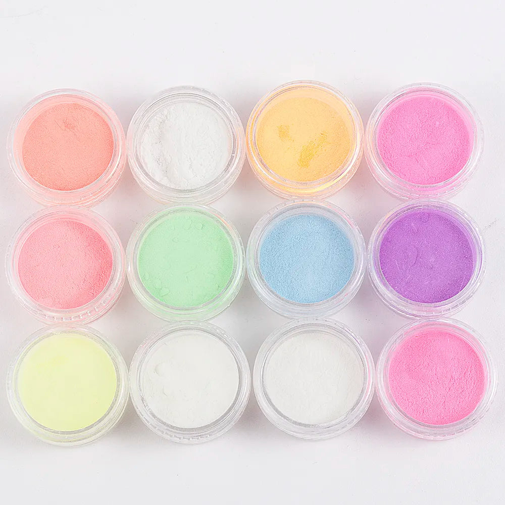 12 Boxes/Set Glow In Dark Glitter Nail Phosphorescent Powder Pigment Luminous  Shining Halloween Christmas Nail Art Decorations