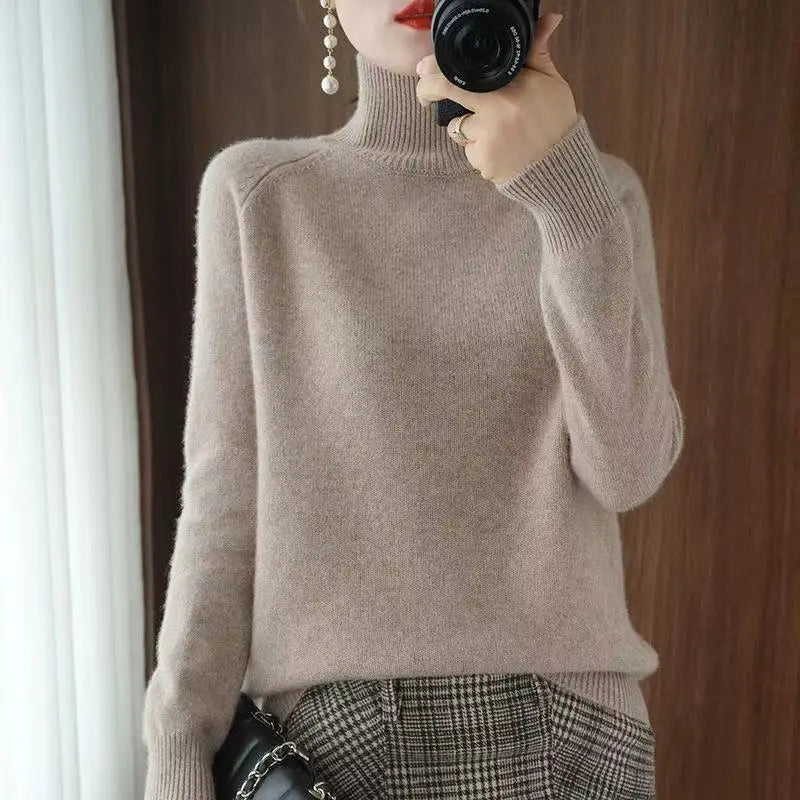 Women Turtleneck Sweater 2022 Fall Winter Sloid Color Cashmere Sweaters Jumper Female Casual Long-sleeved Bottoming Pullover