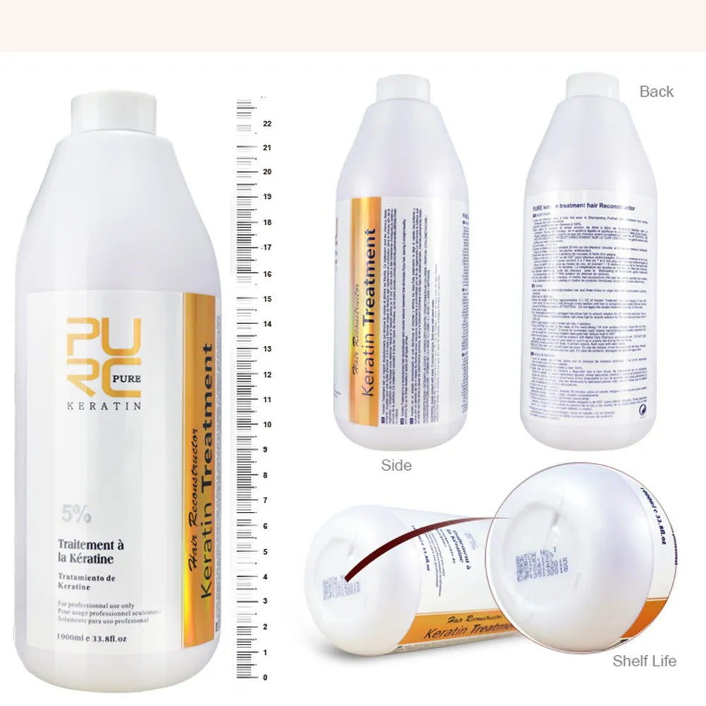 PURC Brazilian Keratin Hair Treatment Professional Straightening Repair Damage 1000ml Formalin Smoothing Hair Care Products