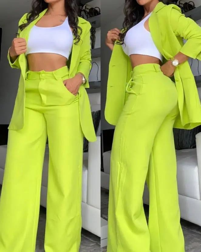Woman Elegant Blazer Sets New Autumn Fashion Women's Notched Collar