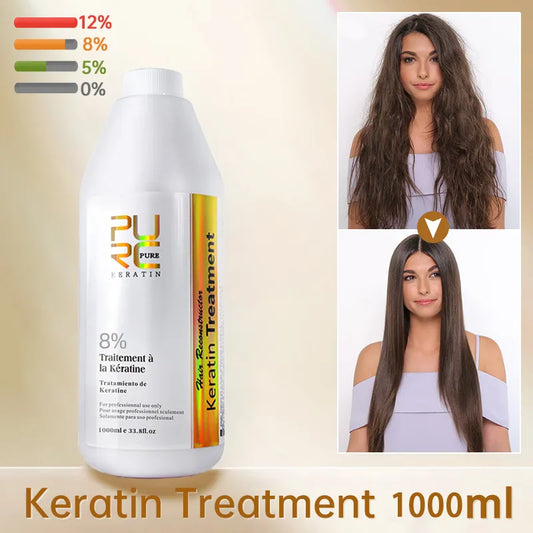 PURC Brazilian Keratin Hair Treatment Professional Straightening Repair Damage 1000ml Formalin Smoothing Hair Care Products