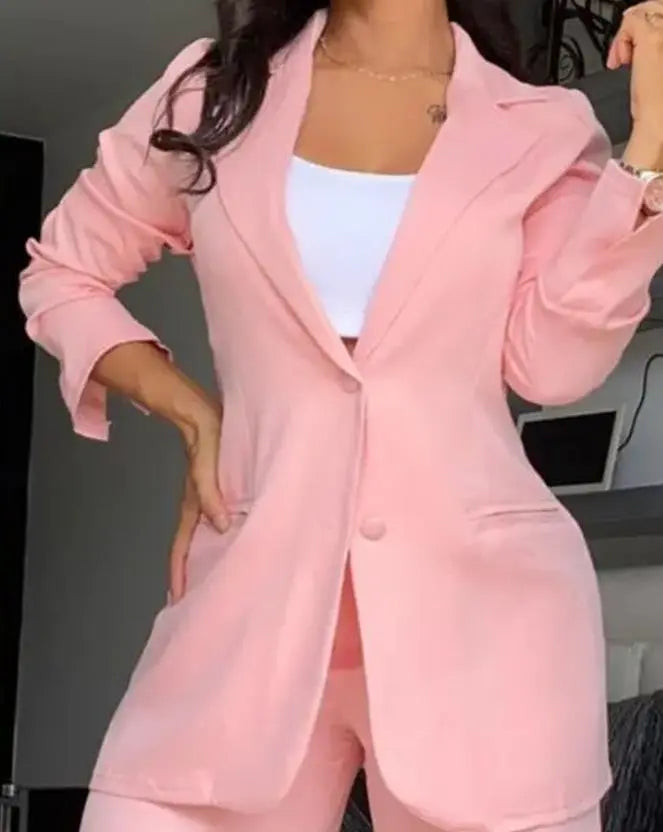 Woman Elegant Blazer Sets New Autumn Fashion Women's Notched Collar