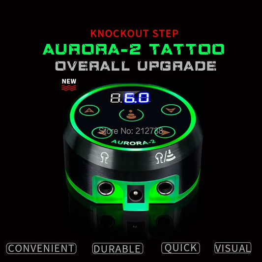 New Professional Mini  AURORA II Digtal  LCD Tattoo Power Supply with Power Adaptor for Coil & Rotary Tattoo Machines