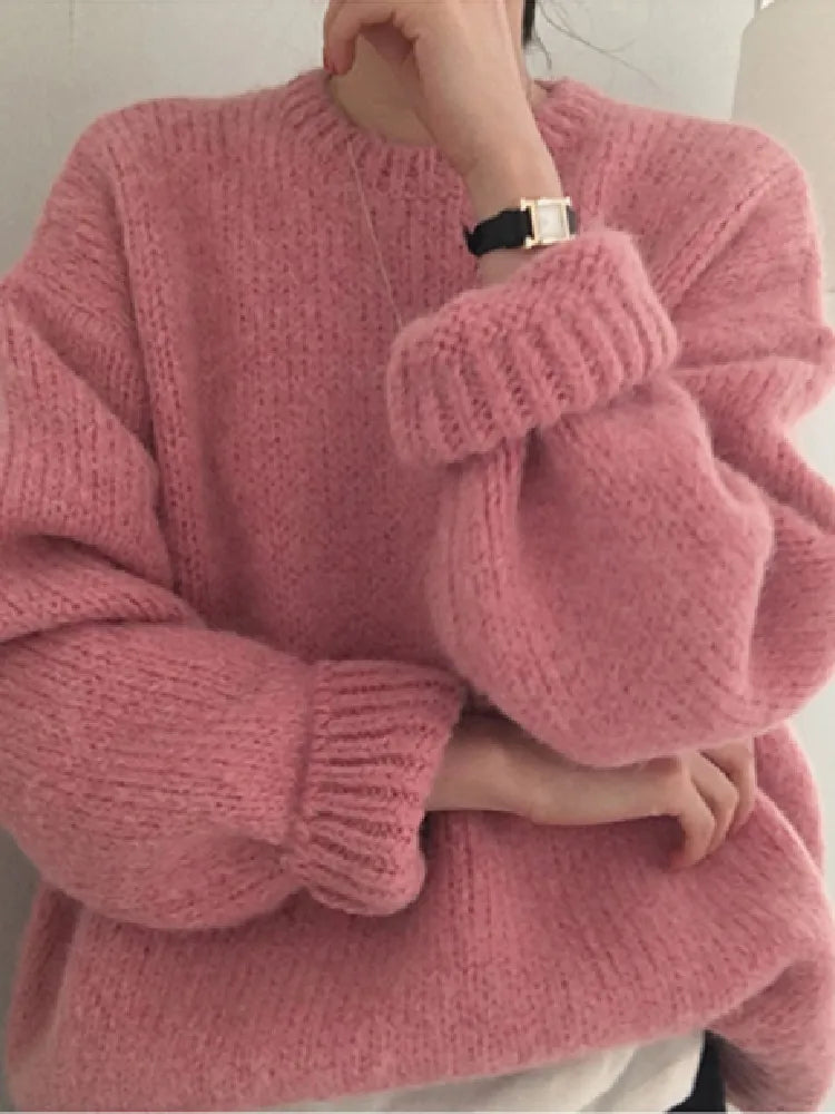 10 Colors Pink Women Sweater Womens Winter Sweaters Pullover Female Knitting Overszie Long Sleeve Loose Knitted Outerwear White