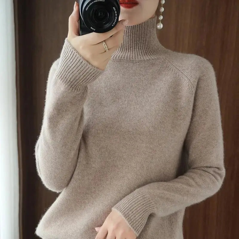 Women Turtleneck Sweater 2022 Fall Winter Sloid Color Cashmere Sweaters Jumper Female Casual Long-sleeved Bottoming Pullover