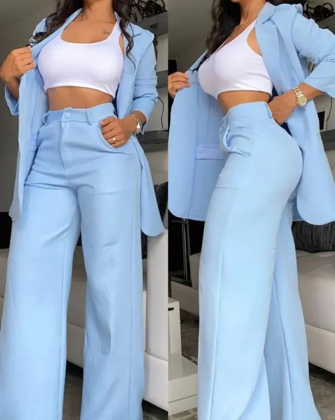 Woman Elegant Blazer Sets New Autumn Fashion Women's Notched Collar