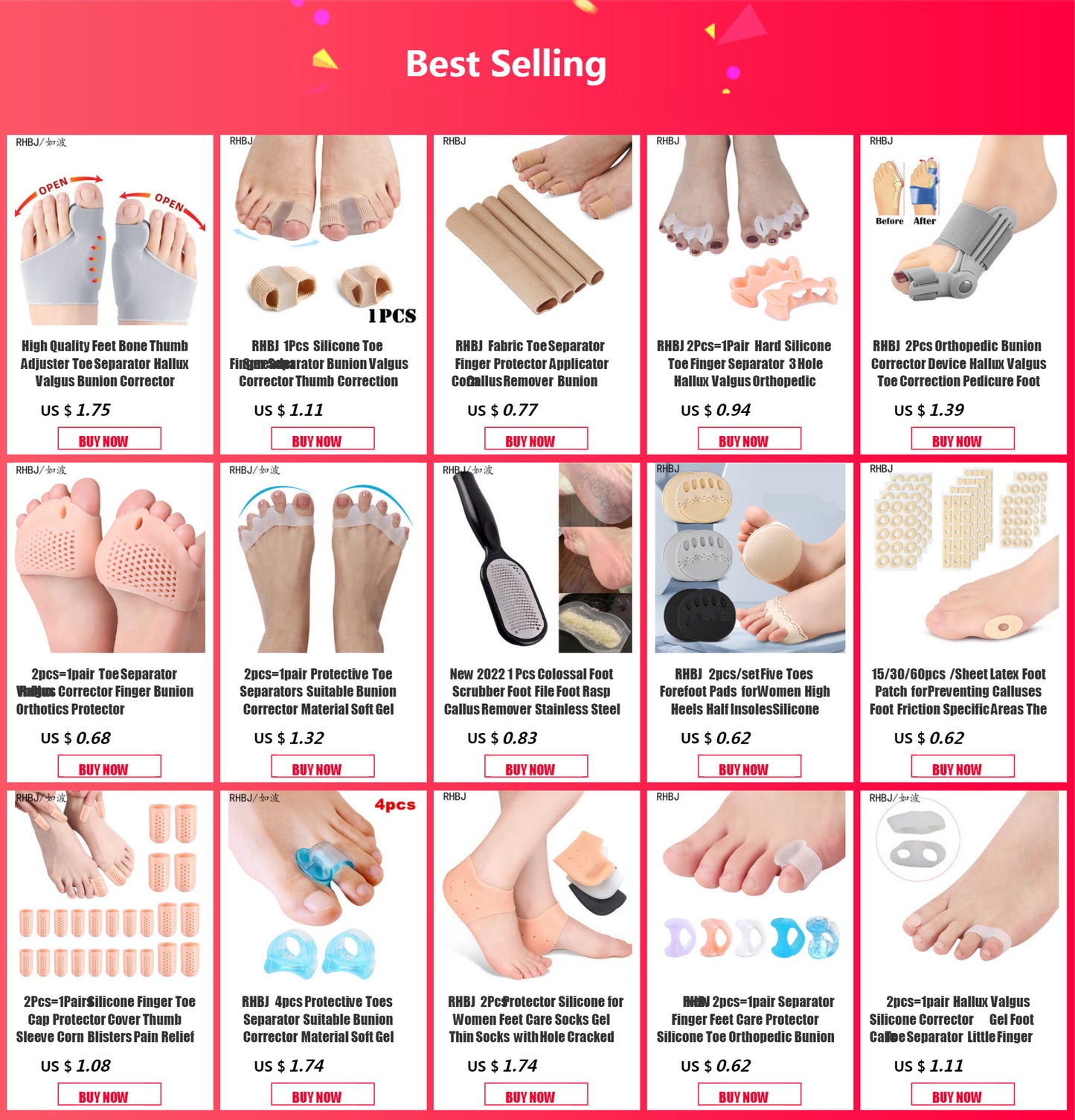 High Quality Feet Bone Thumb Adjuster Toe Separator Hallux Valgus Bunion Corrector Orthotics Correction Pedicure Straightener