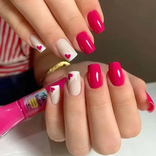 24pcs Short Translucent Fake Nails Glitter Pearl Design False Nails