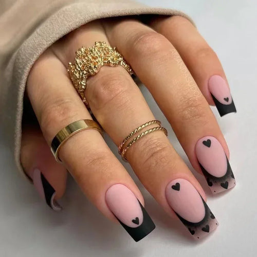 24pcs Short Translucent Fake Nails Glitter Pearl Design False Nails