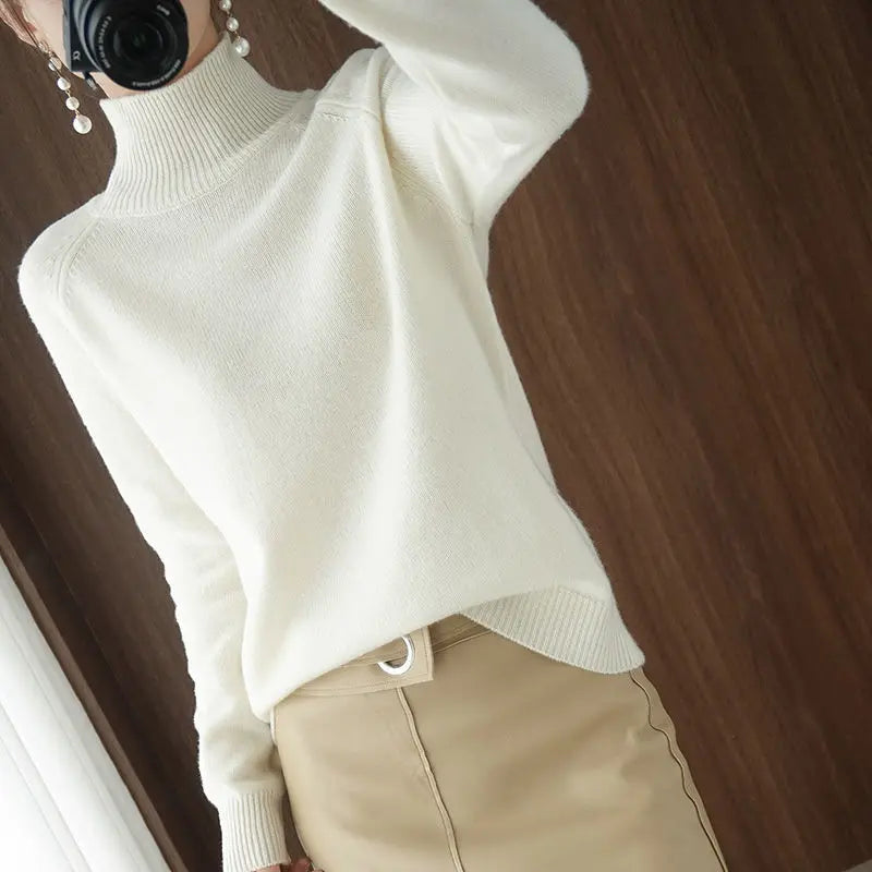 Women Turtleneck Sweater 2022 Fall Winter Sloid Color Cashmere Sweaters Jumper Female Casual Long-sleeved Bottoming Pullover