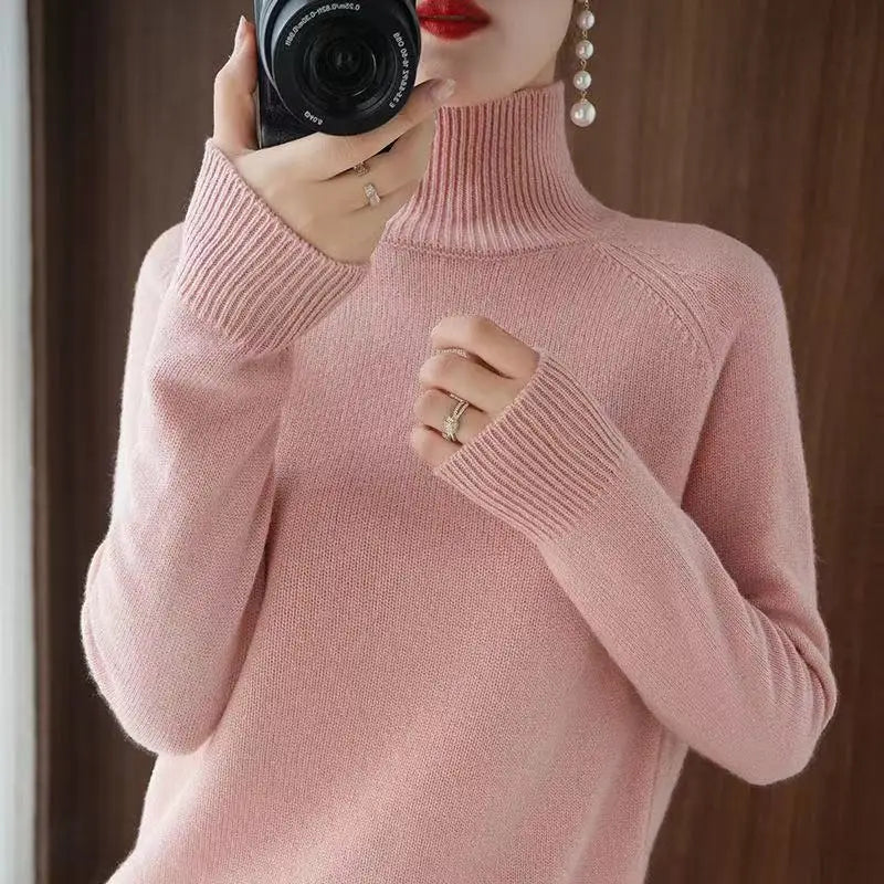 Women Turtleneck Sweater 2022 Fall Winter Sloid Color Cashmere Sweaters Jumper Female Casual Long-sleeved Bottoming Pullover