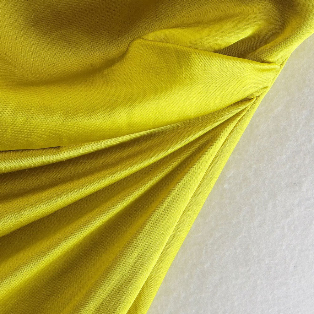 Draped Satin Asymmetrical Midi Dress