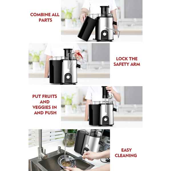 2 Speeds 400W Centrifugal Juicer Extractor with Wide Mouth