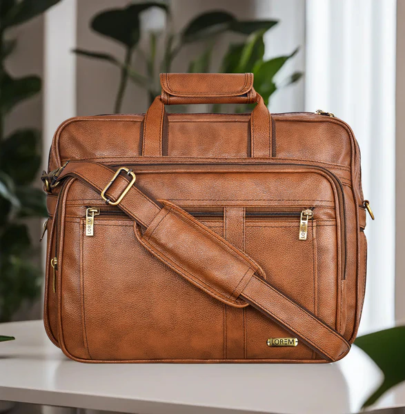 LOREM Tan Color Faux Leather 28L Messenger Bag For Men BG60