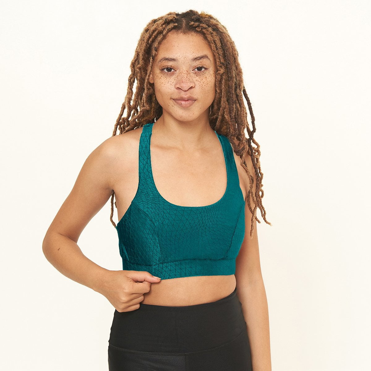 Cross Back Performance Bra Top - Tropicale Cube Pattern