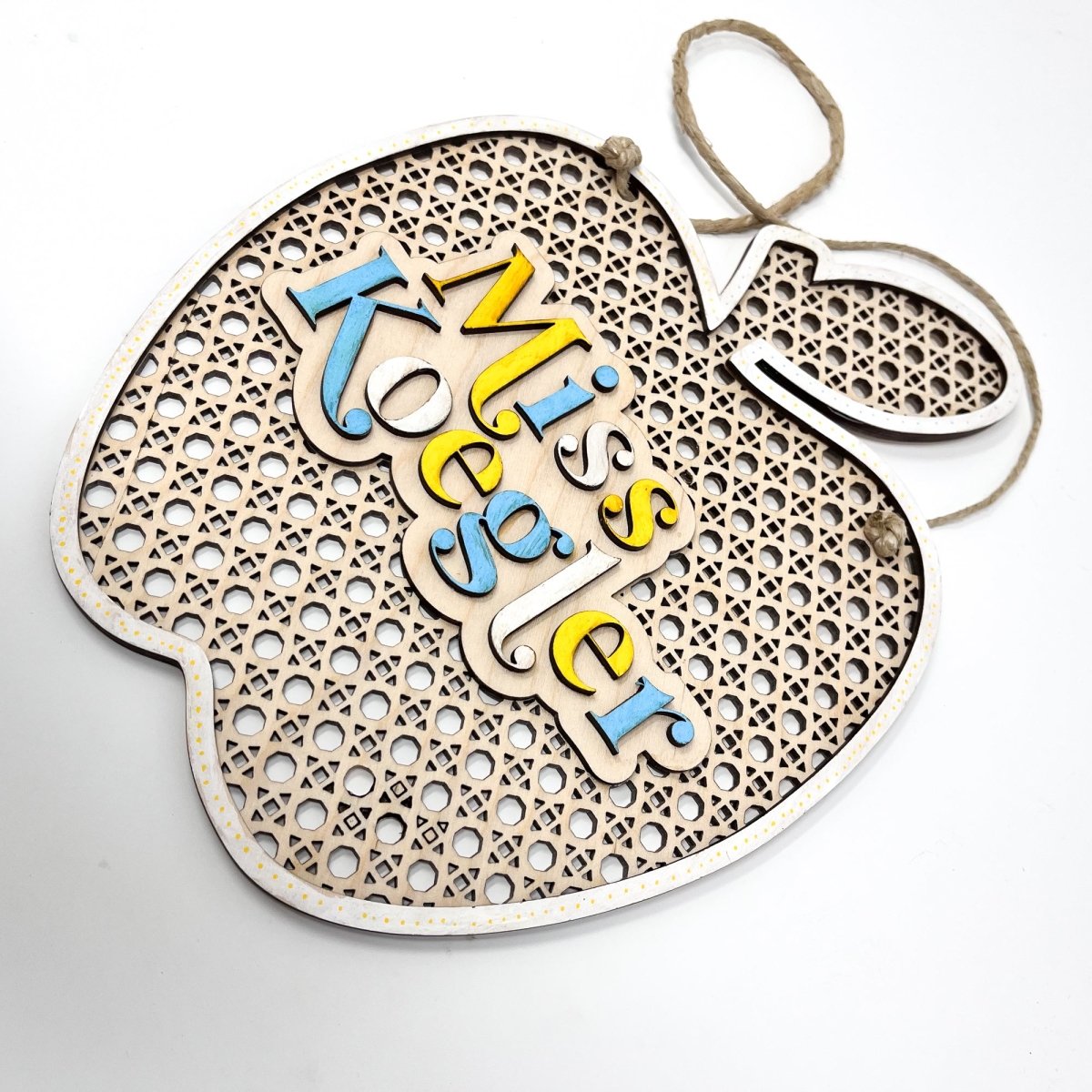 Personalized Rattan Teacher Apple Sign