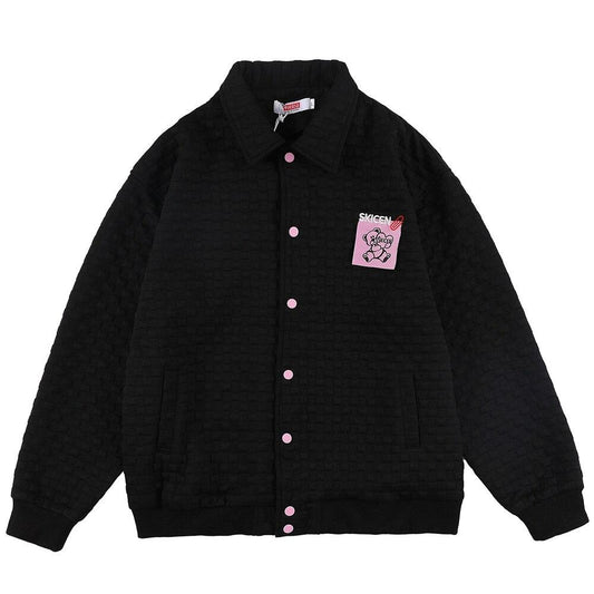 Track Jacket Men Heart-shaped Sticky Note Coat Turn-down Casual