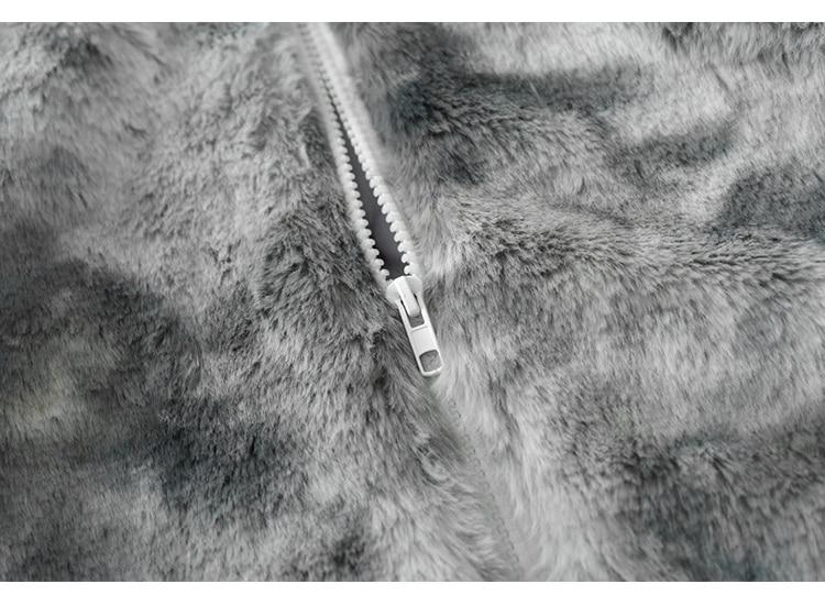 Faux Fur Fleece Winter Jacket Men Tie Dye Printed Fuzzy Jackets Casual