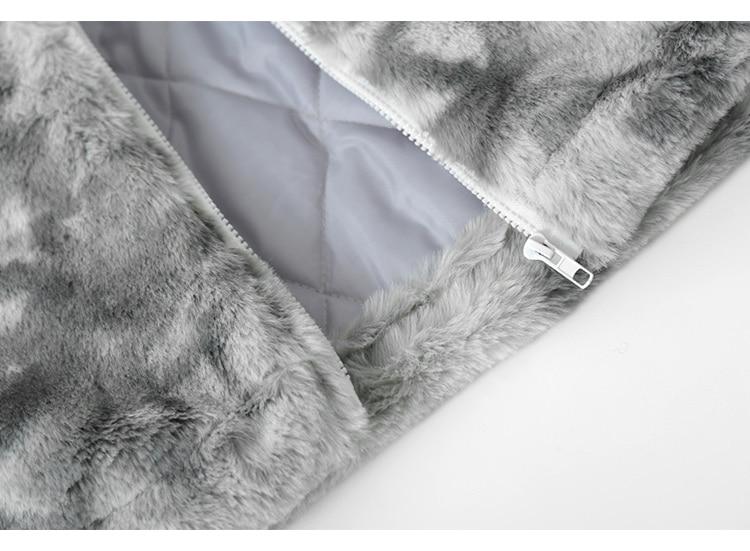 Faux Fur Fleece Winter Jacket Men Tie Dye Printed Fuzzy Jackets Casual