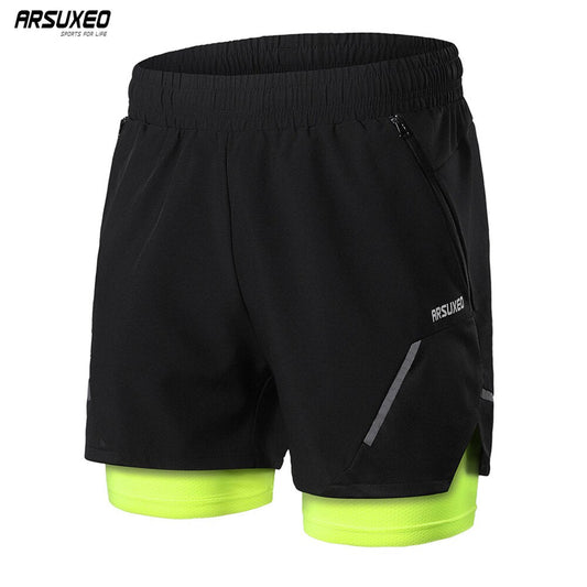 Men Running Shorts Dry Fit 2 in 1 Gym Crossfit Sports Fitness Jogging