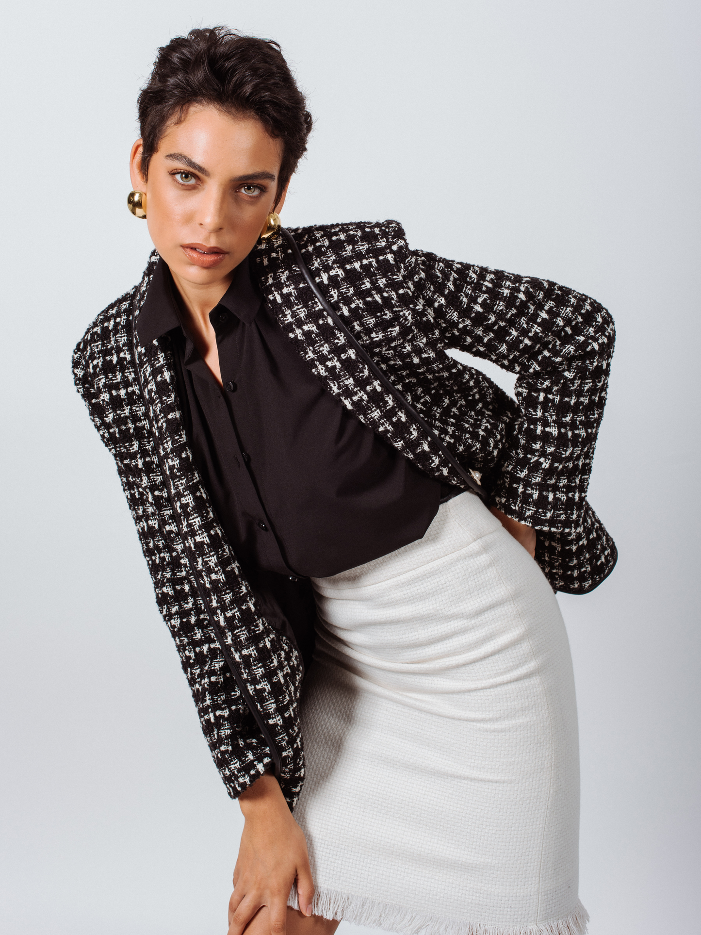 Black & White Tweed Checkers Jacket